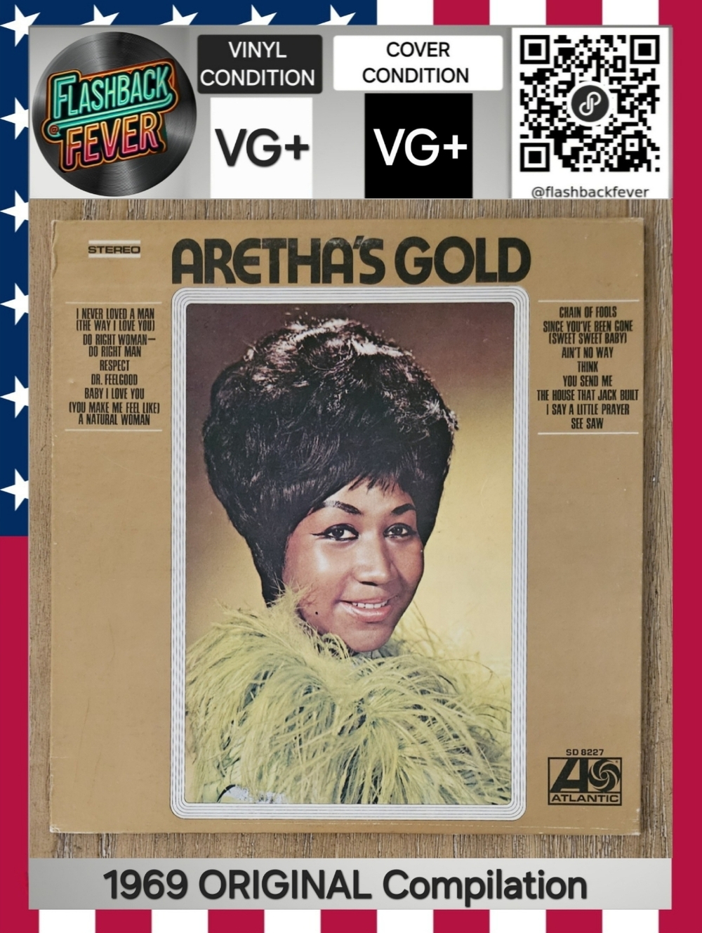 ARETHA FRANKLIN•Aretha's Gold Vinyl•1969 US Stereo (#SD 8227) Pitman Pressing